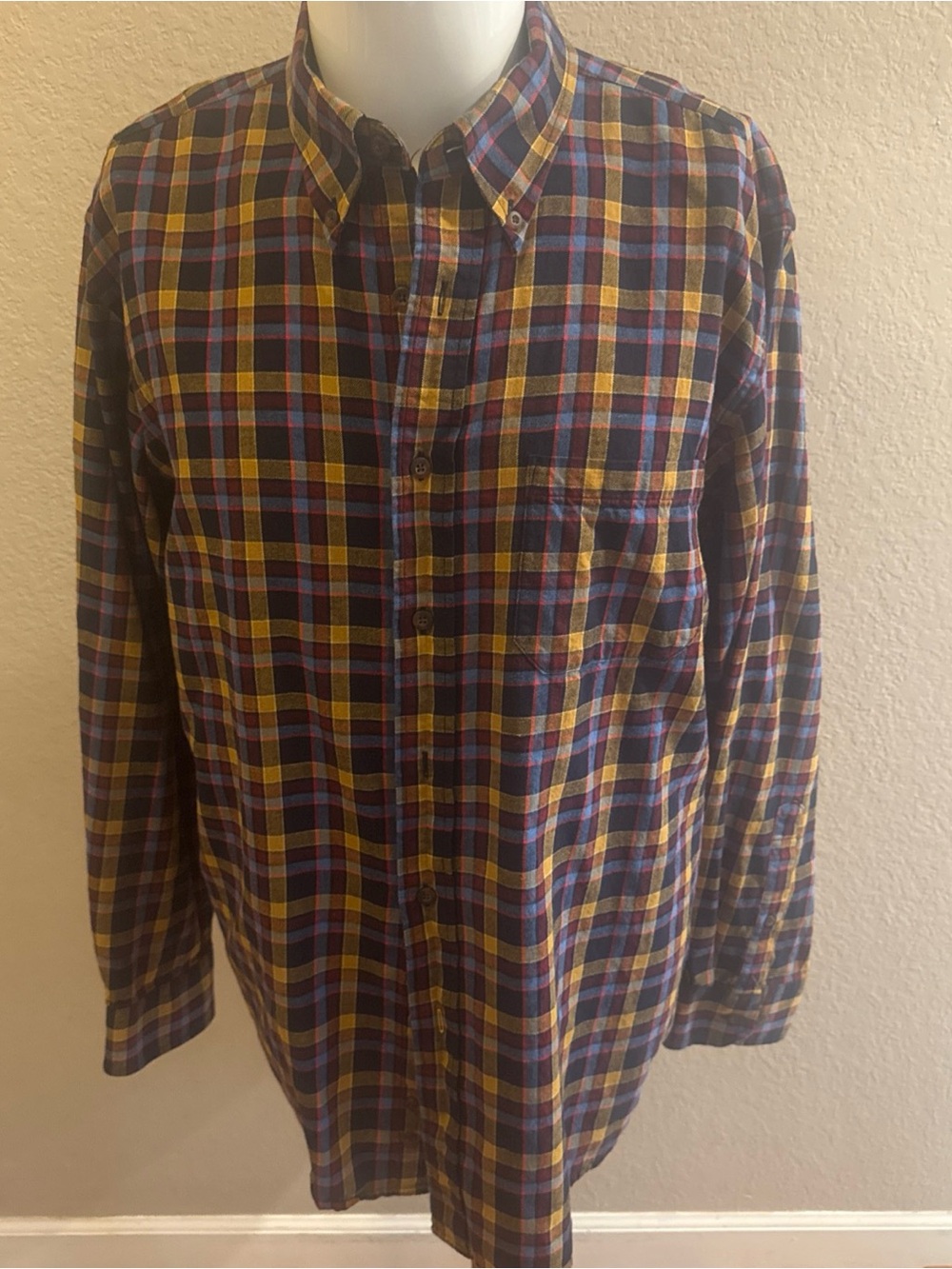 Pendleton Men's Plaid Button-Down Shirt - Yellow & Blue size XL